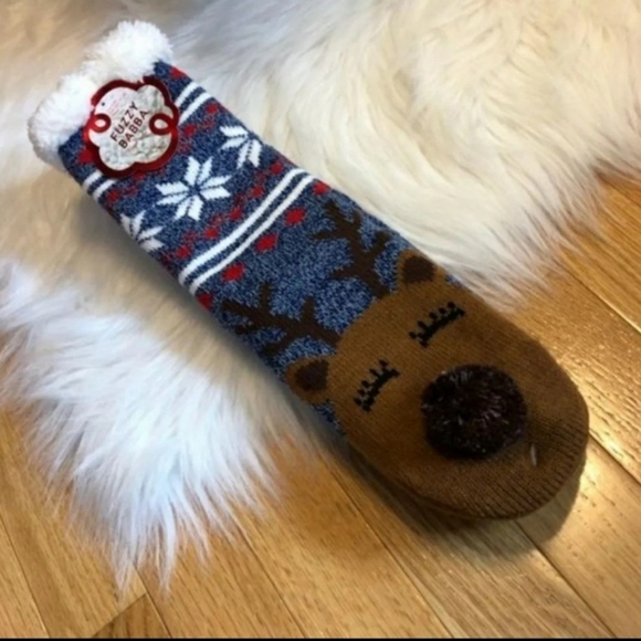 Fuzzy Babba Reindeer Slipper Socks - Picture 1 of 5